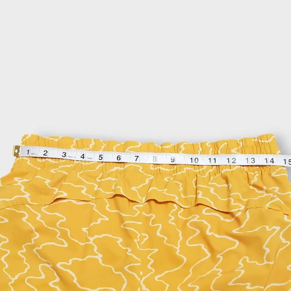 Athleta Printed Mesh Racer Run Short 4" Yellow Small Athleisure Casual Active - Picture 6 of 8